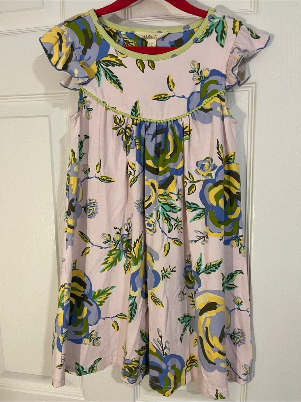 Matilda Jane Floral Flutter Sleeve Pearl Dress with Blue & Yellow Roses 6